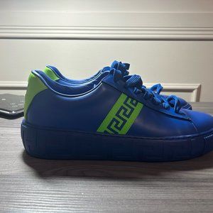 VERSACE Men’s Greca Bicolor Leather Low-top Sneakers